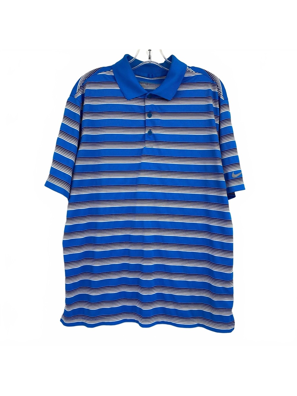 Nike Blue White Striped Short Sleeve Golf Polo | Men’s L - Picture 7 of 7